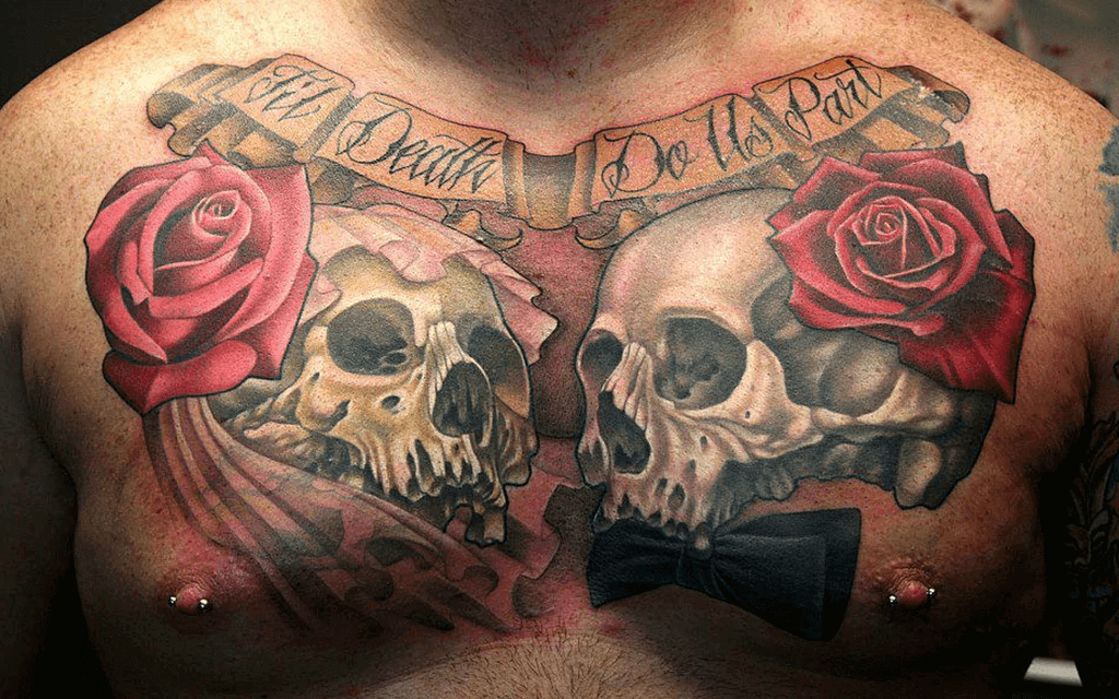rose chest tattoos
